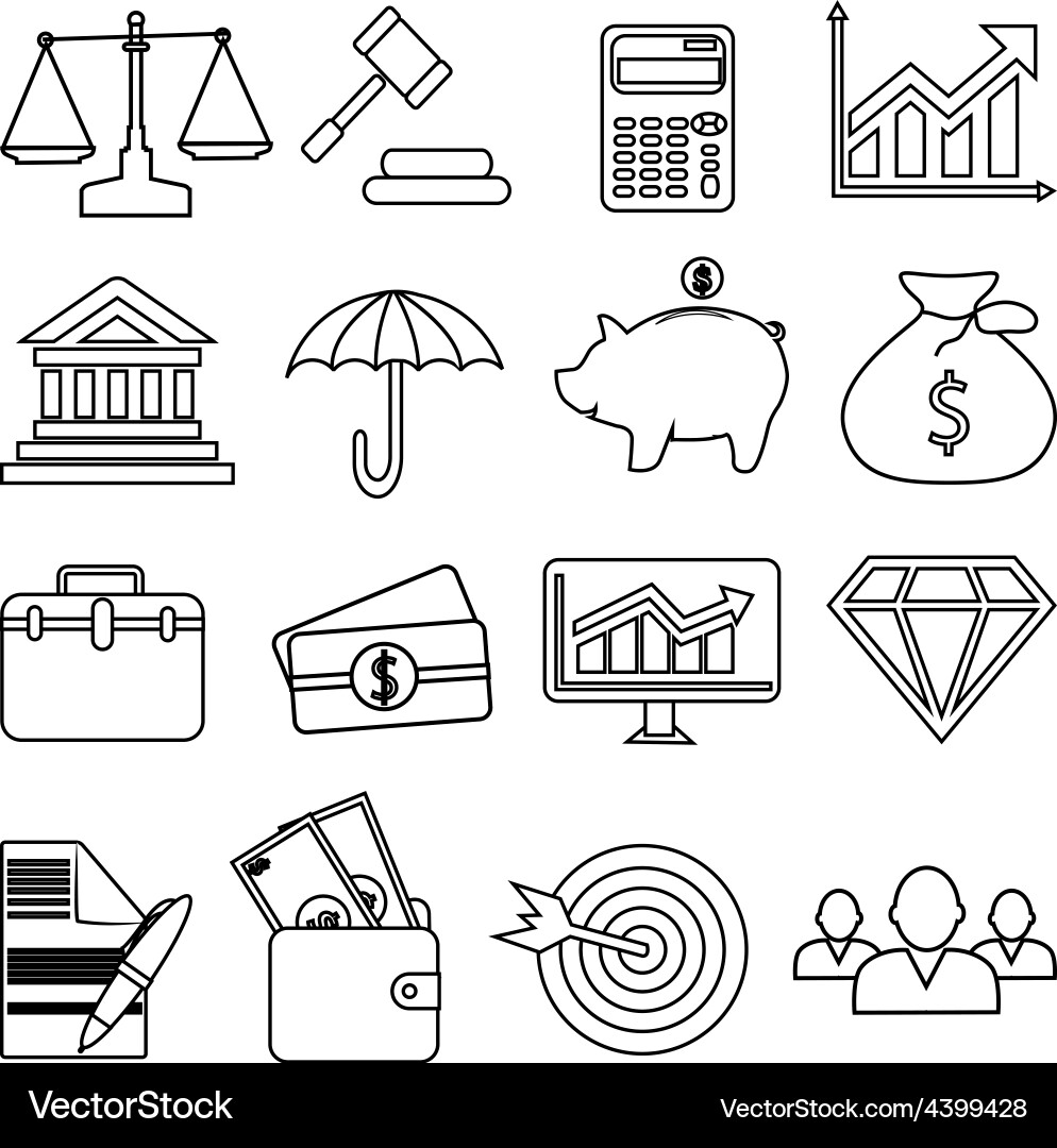 Finance Line Icons - Money & Business Vector Image