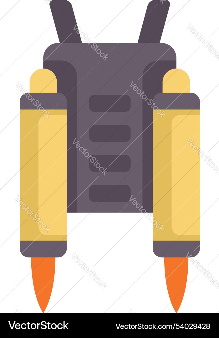 Jetpack with two rocket engines boosting upward Jetpack with two rocket engines boosting upward Vector Image
