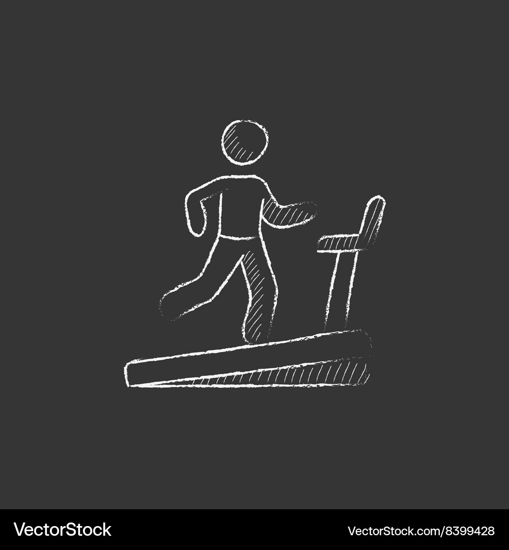 Man running on treadmill drawn in chalk icon Vector Image