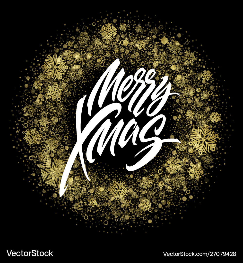 Merry christmas lettering in glitter frame vector image