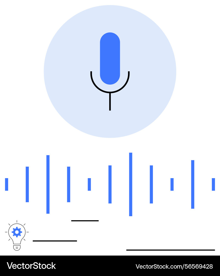 Microphone with voice recognition waveforms Microphone with voice recognition waveforms vector image