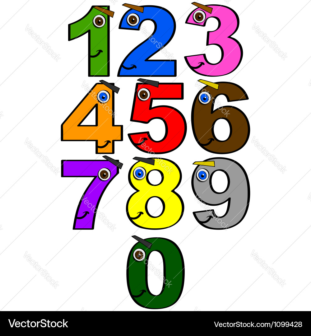 Numbers with Smiling Faces vector image