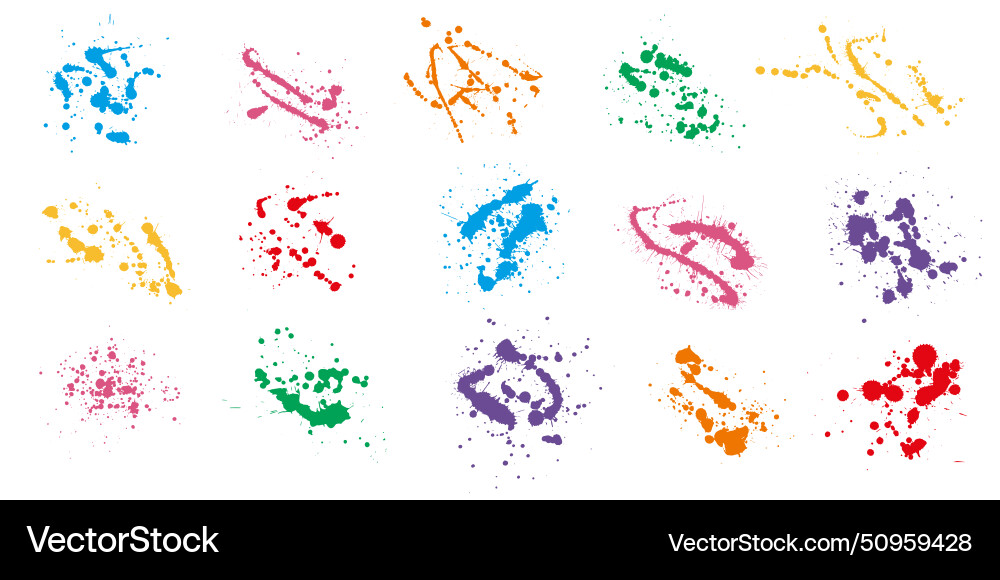 Overlay elements of color paint splatter set Overlay elements of color paint splatter set vector image