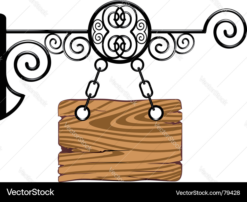 Rustic Wooden Board with Chains Vector Image