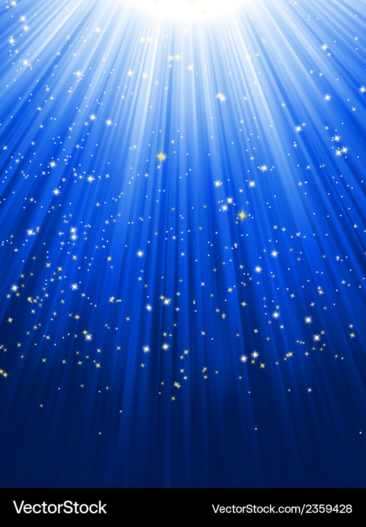 Stars and Rays on Blue Background Royalty Free Vector Image