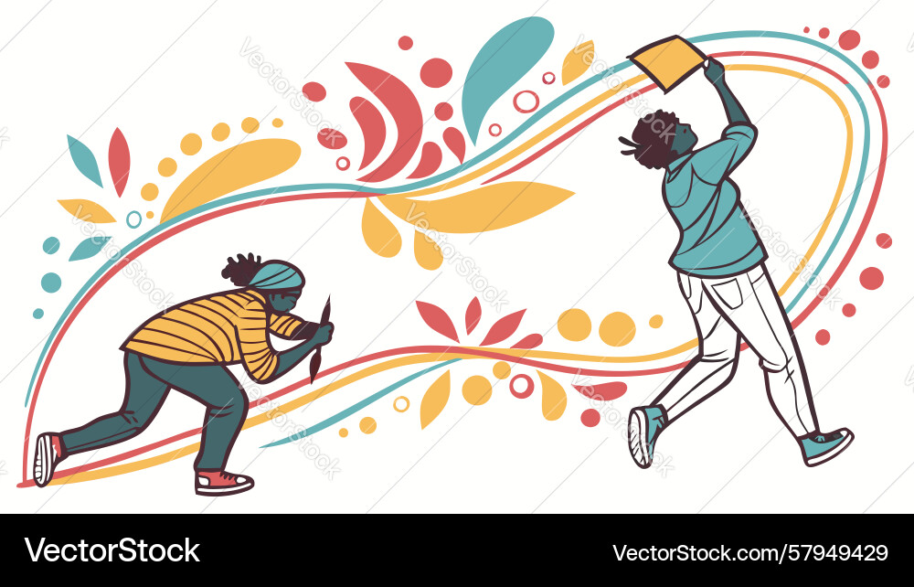 Active Figures with Flowing Lines Vector Image