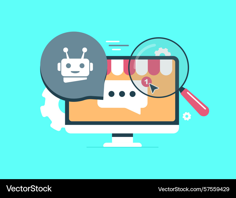 Ai powered chatbots automate e-commerce support Ai powered chatbots automate e-commerce support vector image
