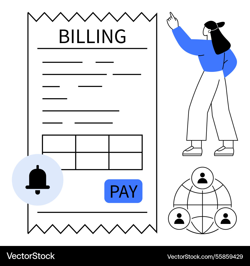 Billing receipt with payment button user Billing receipt with payment button user Vector Image