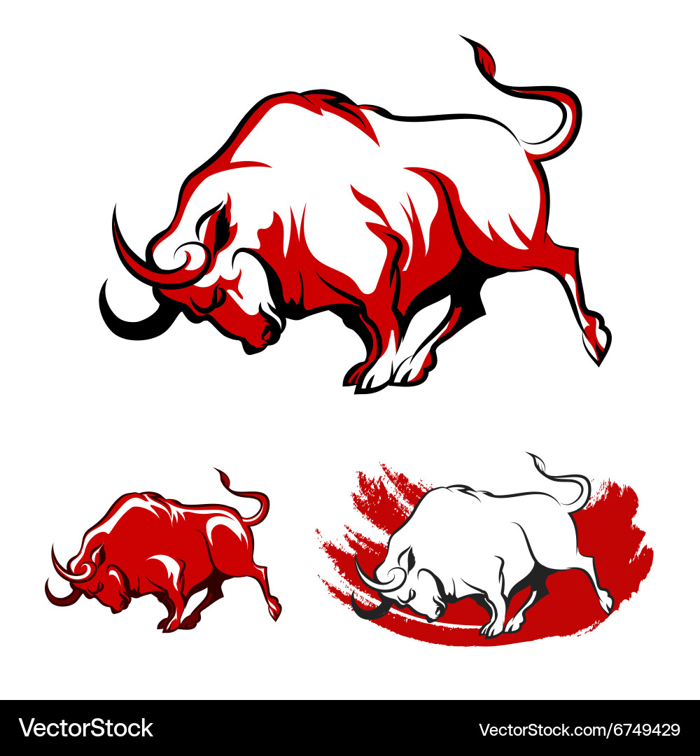 Charging Bull Emblem Set – Royalty-Free Vector | VectorStock, image size:1000x1080