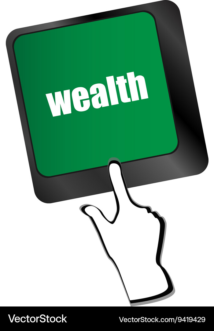 Cloud icon with wealth word on computer keyboard Vector Image