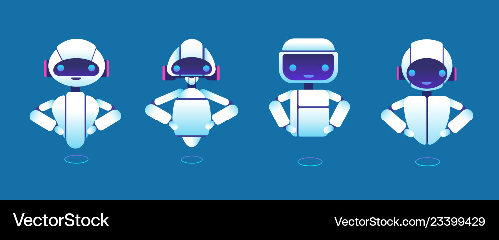 Cute chatbots robot assistant chatter bot vector image