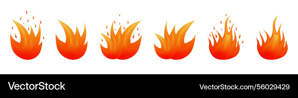 Fire fire flame fire set Royalty Free Vector Image