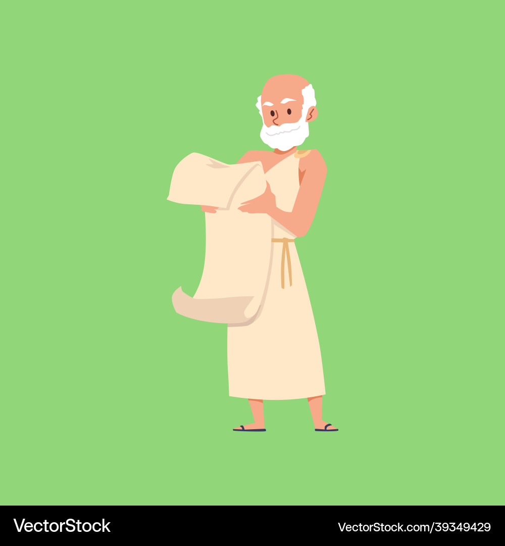 Griechische Philosophin liest alte Manuskriptwohnung Griechische Philosophin liest alte Manuskriptwohnung vektorbild