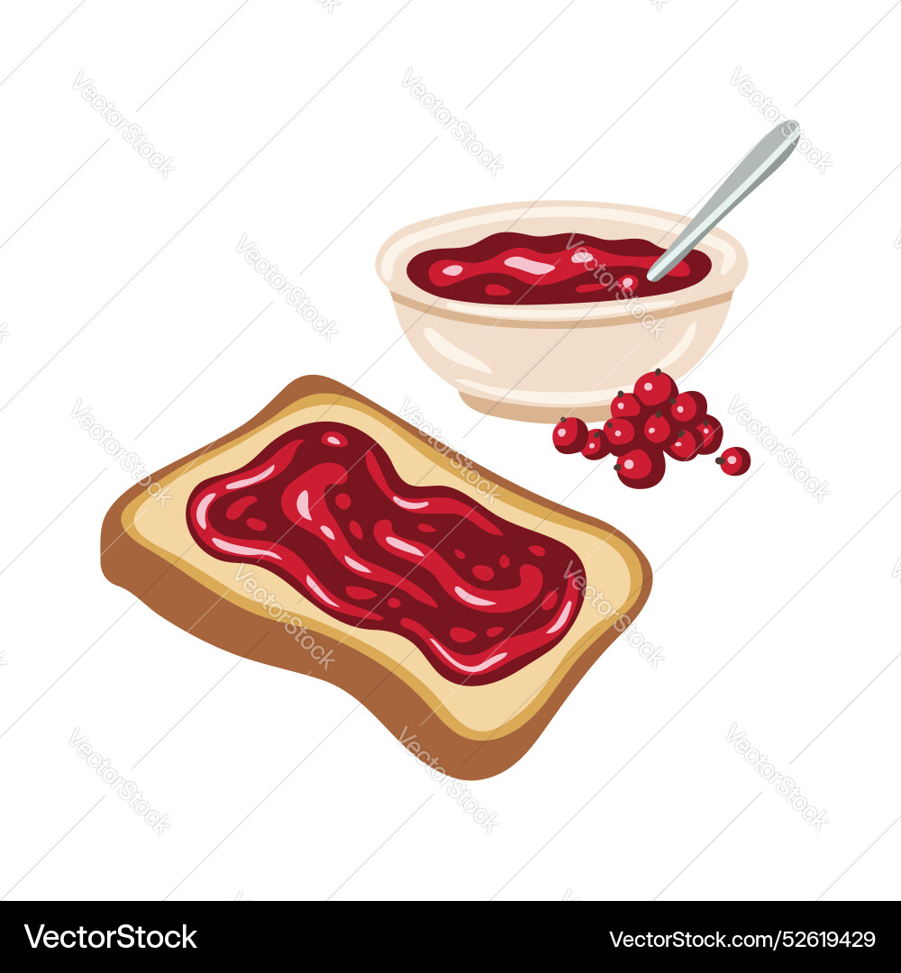 Isolated element toast with berry jam Isolated element toast with berry jam vector image