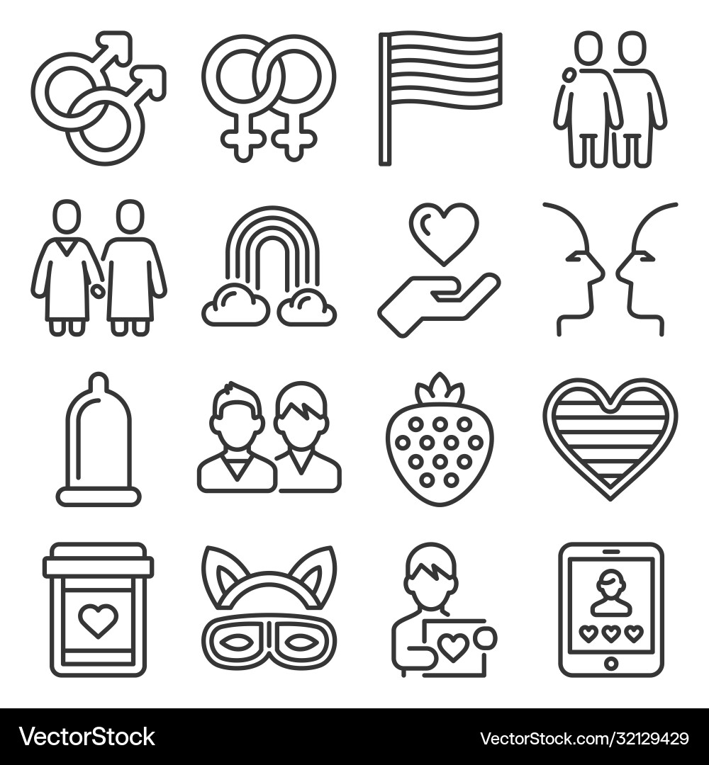 Lgbt-Symbole auf weißem Hintergrund Linie Stil Lgbt-Symbole auf weißem Hintergrund Linie Stil vektorbild