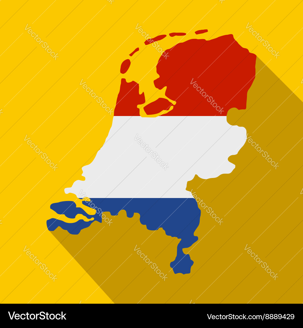 Netherlands Map with Flag Icon vector image