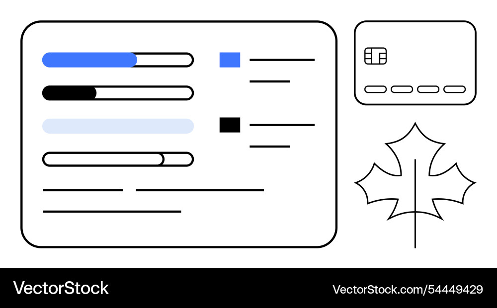 Progress tracking dashboard with data bars credit Progress tracking dashboard with data bars credit Vector Image