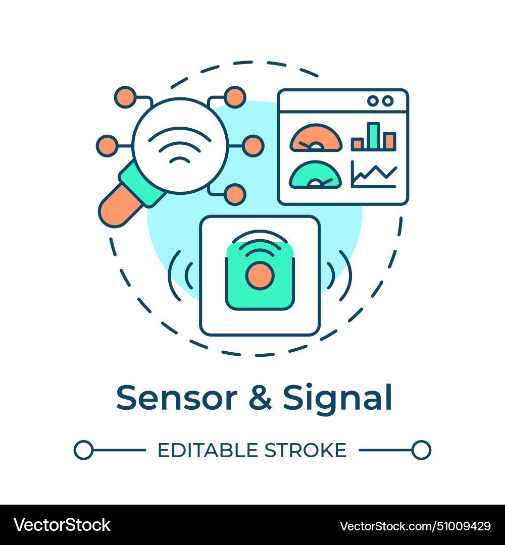 Sensor and signal multi color concept icon Sensor and signal multi color concept icon vector image