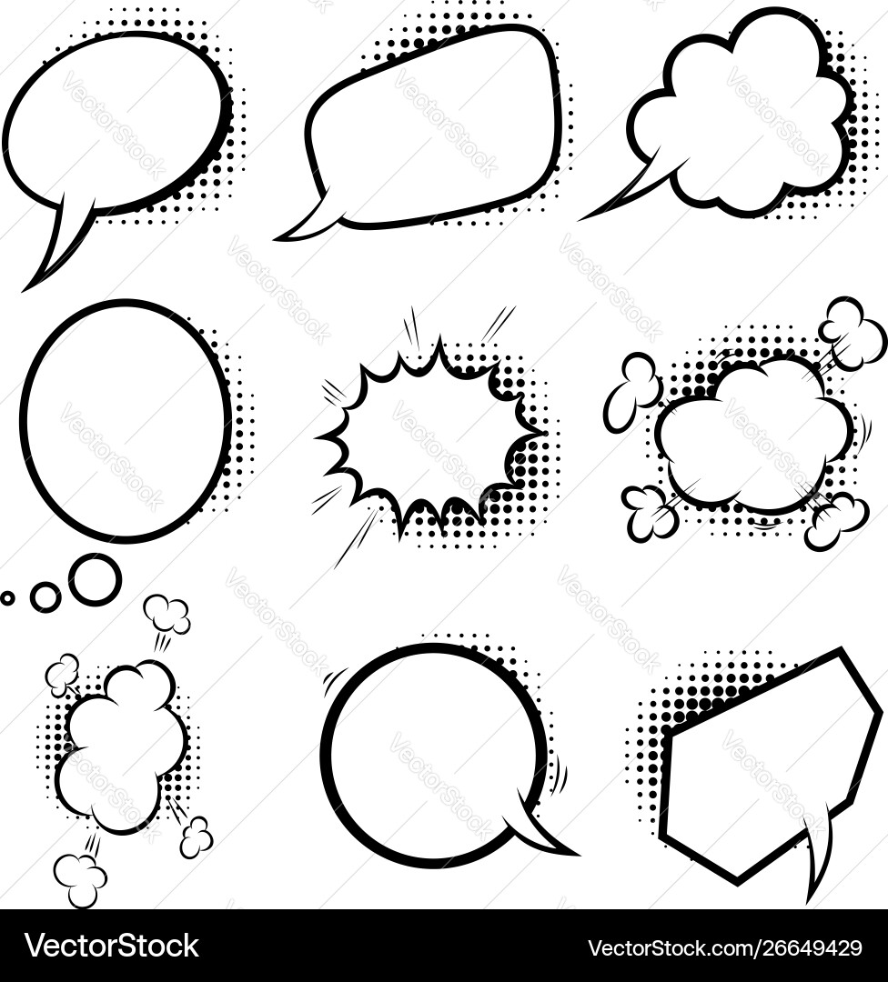 Set empty comic style speech bubbles Royalty Free Vector