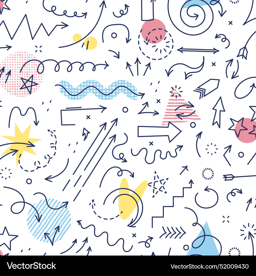 Abstract arrows and shapes seamless pattern cute Abstract arrows and shapes seamless pattern cute Vector Image