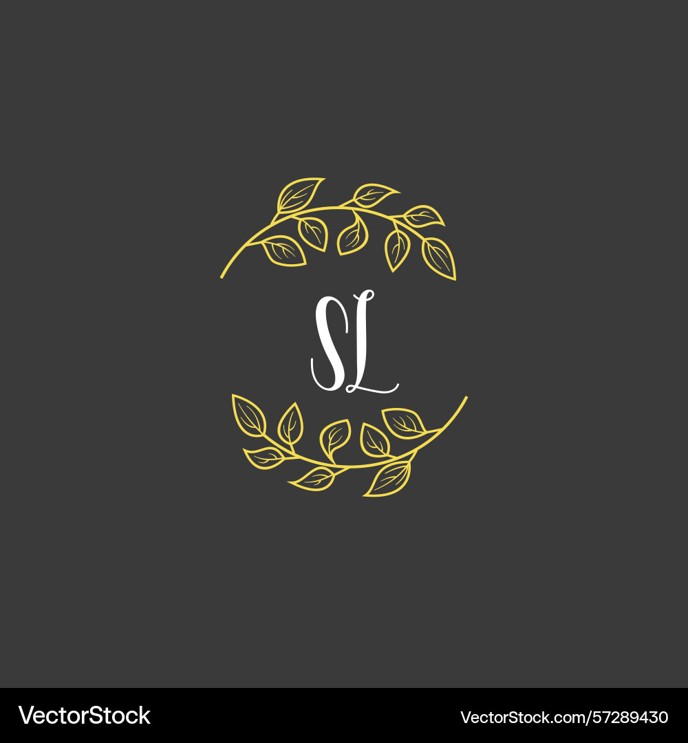 Botanical monogram logos with initial sl Botanical monogram logos with initial sl Vector Image