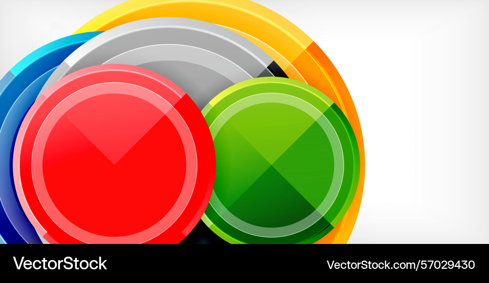 Bright colorful circles overlap creating abstract Vector Image
