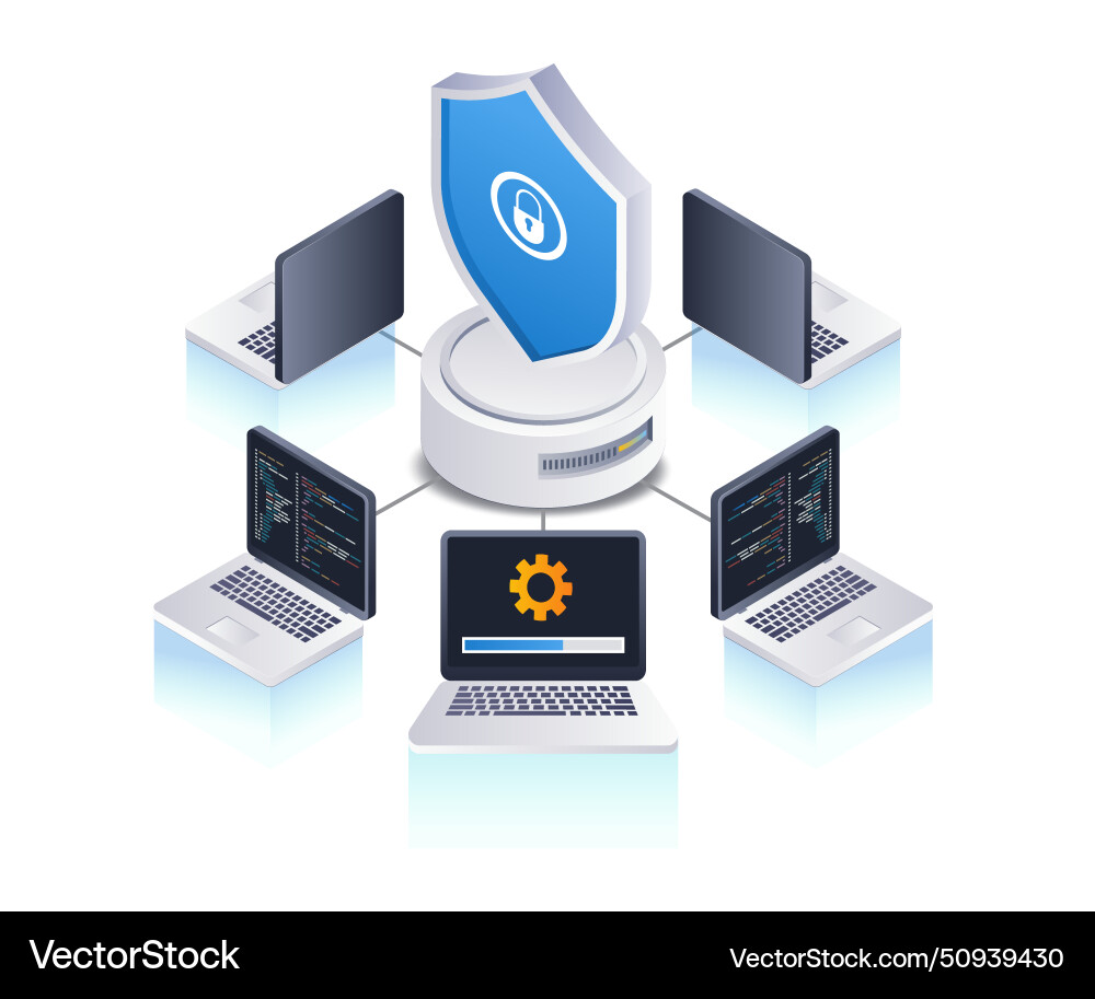 Computer network security management flat Computer network security management flat vector image