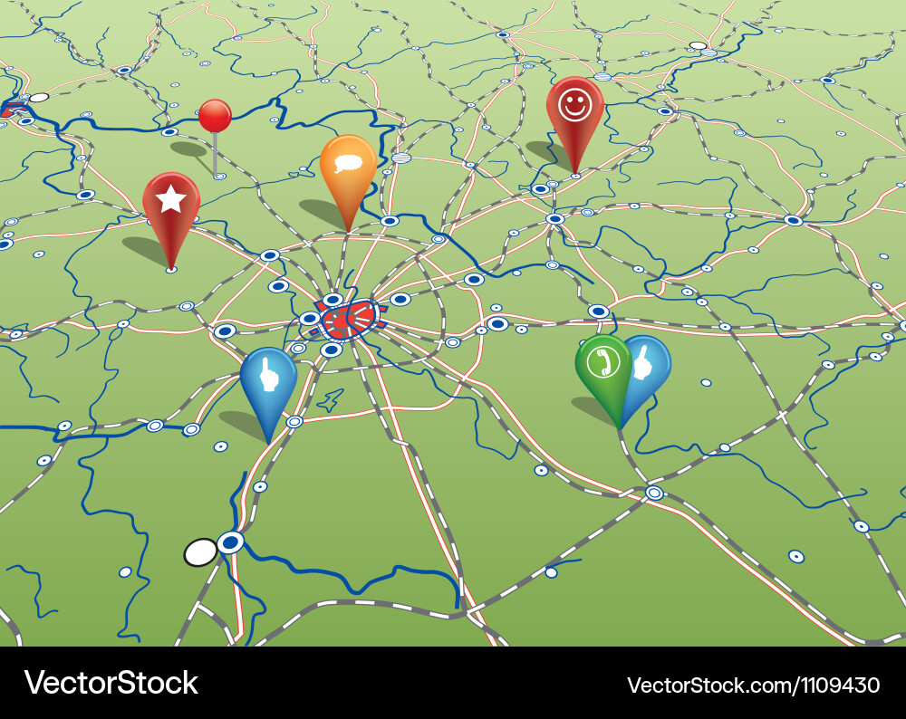 Navigational Map with Icons vector image