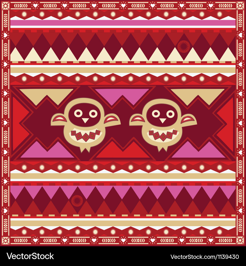 Ornamental pattern with amusing owls Vector Image