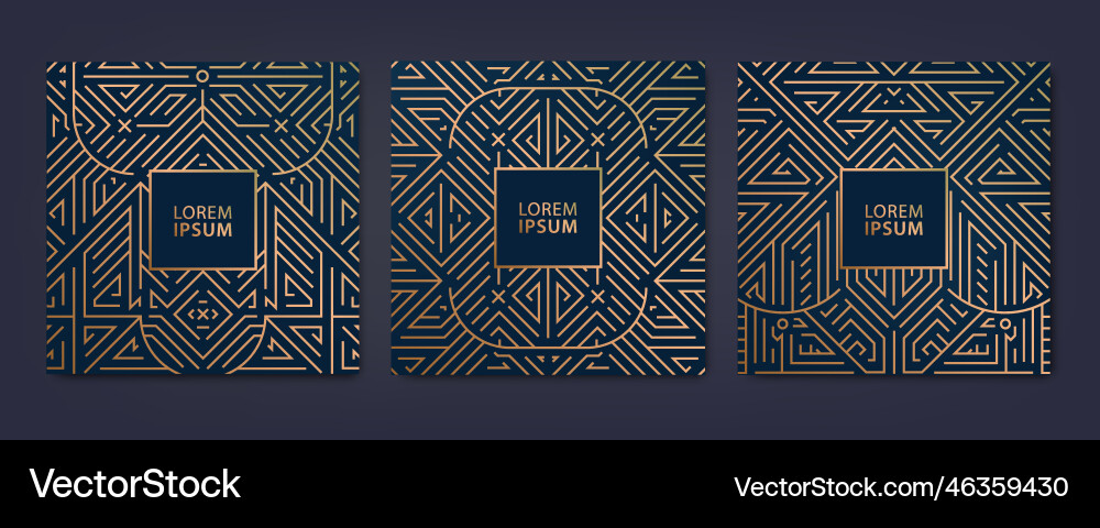 Set of luxury cover templates square line Set of luxury cover templates square line vector image
