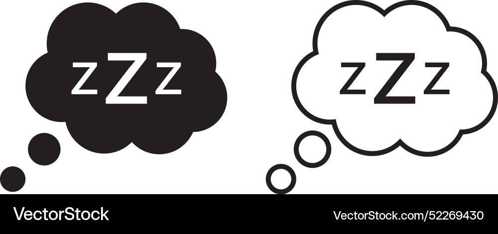 Sleeping bubble icon set in two styles isolated Sleeping bubble icon set in two styles isolated Vector Image