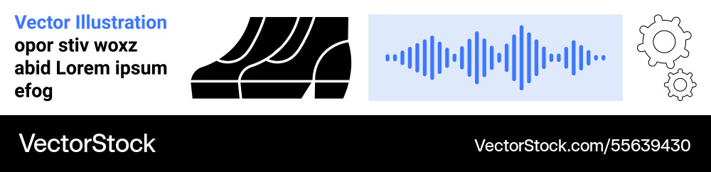 Sound wave visualization with gears and abstract Sound wave visualization with gears and abstract vector image