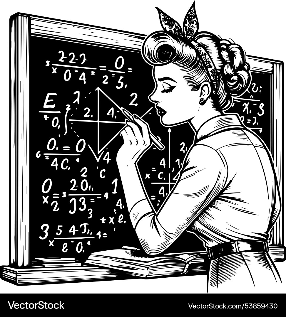 Student solving math problems on a blackboard Student solving math problems on a blackboard vector image