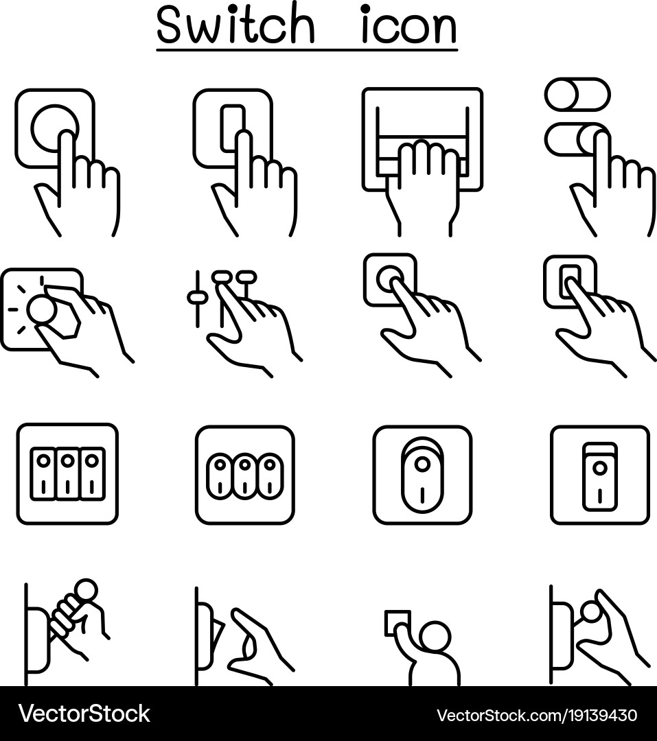 Switch Icon Set - Thin Line Style vector image