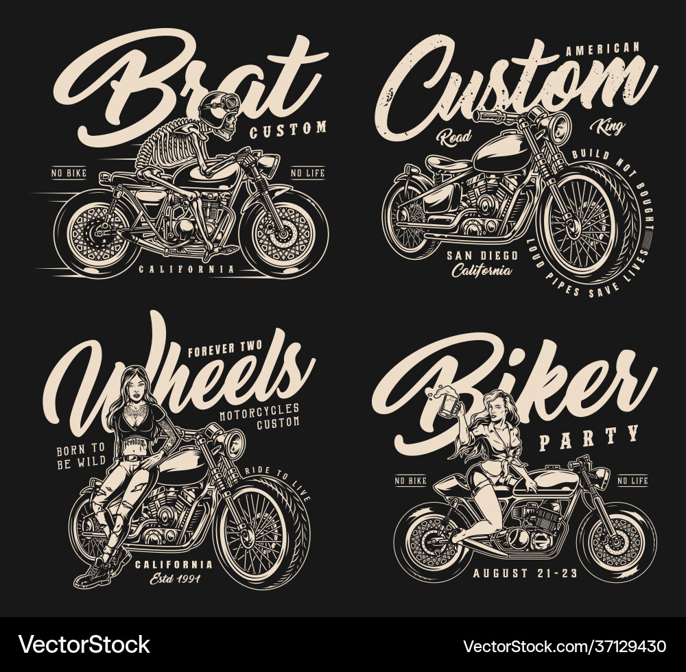 Vintage Motorcycle Badges - Rider Collection vector image
