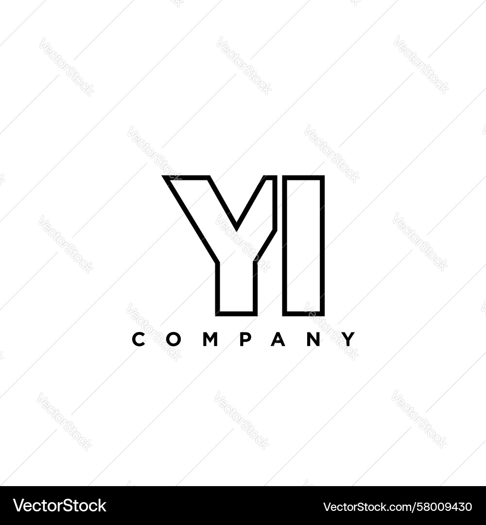 YI Monogram Logo - Minimal Initial Template Vector Image