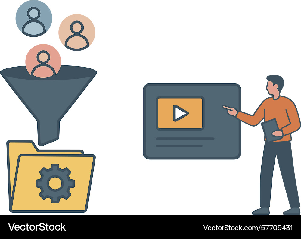 Cartoon of data filtering through Cartoon of data filtering through vector image