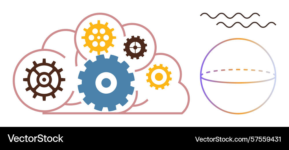 Cloud computing concept with gears representing vector image