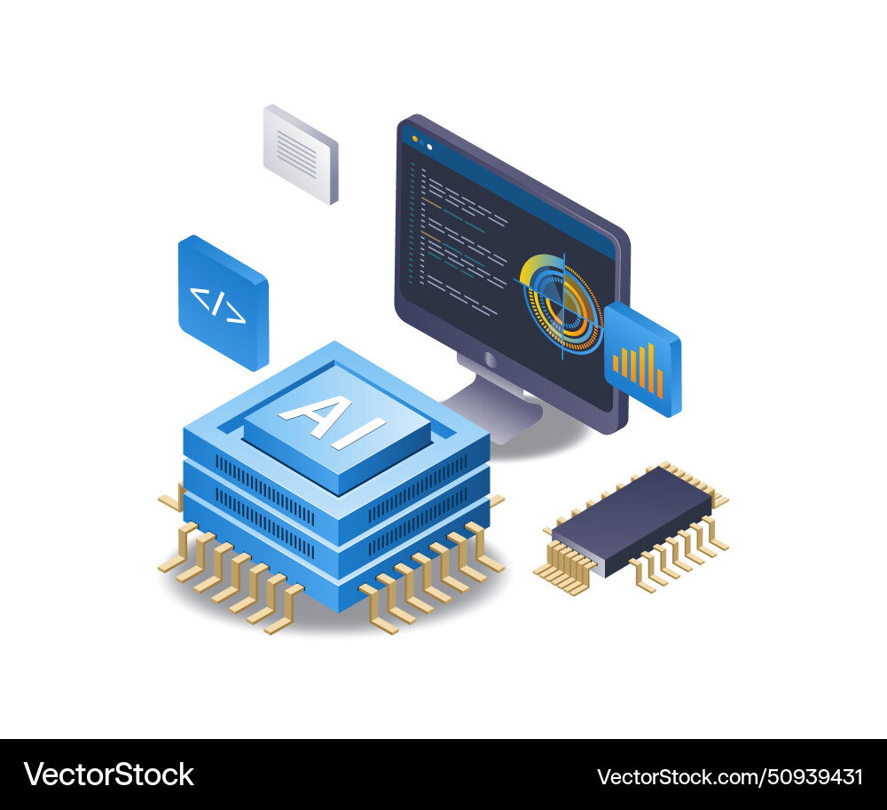 Computer programmer with artificial intelligence Vector Image