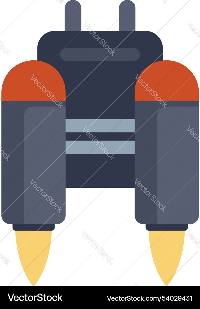 Jetpack generating strong flame streams for flight Vector Image