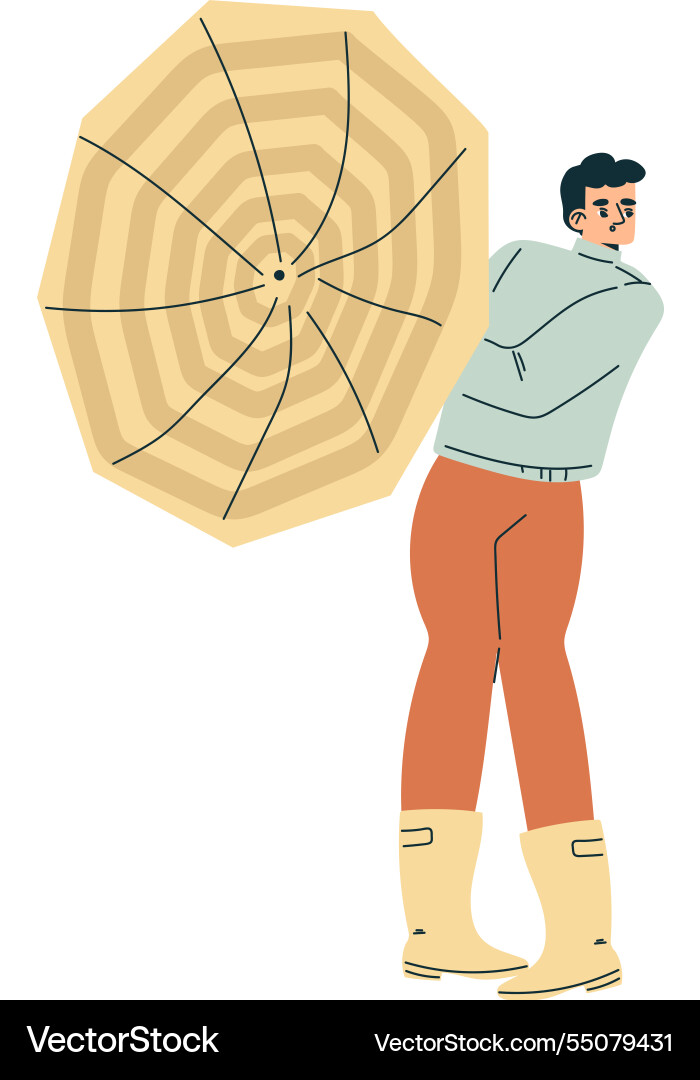 Storm with man character struggle umbrella Storm with man character struggle umbrella vector image