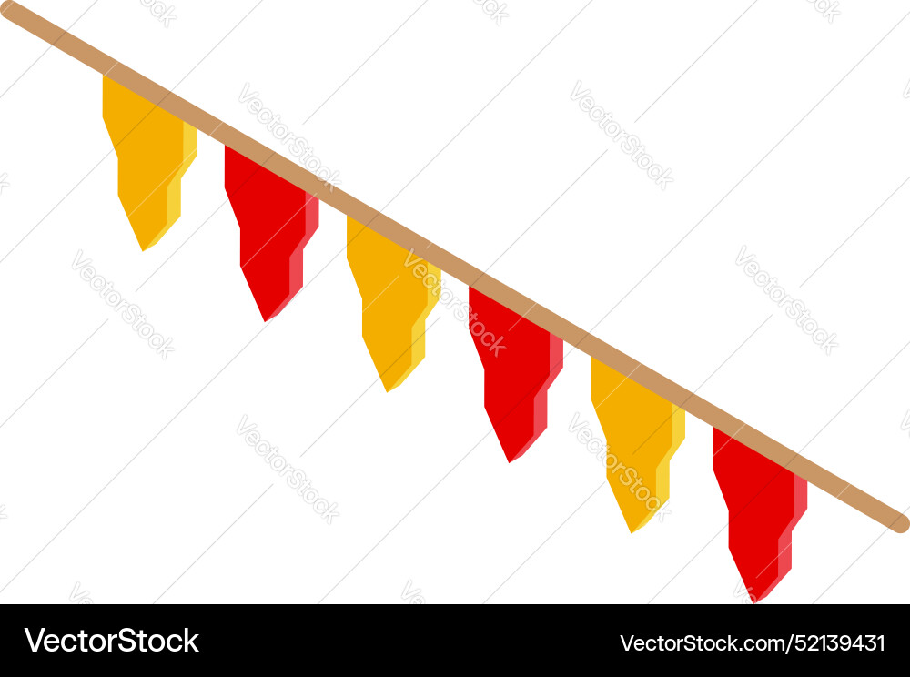 String of triangular flags is hanging on a rope String of triangular flags is hanging on a rope vector image