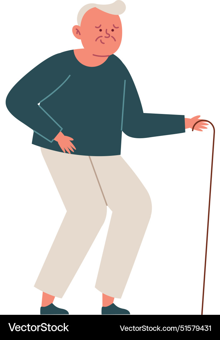 Walking old man with cane Royalty Free Vector Image