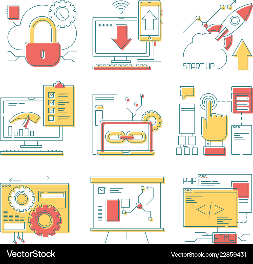 Website line icon web online tools mobile Website line icon web online tools mobile vector image