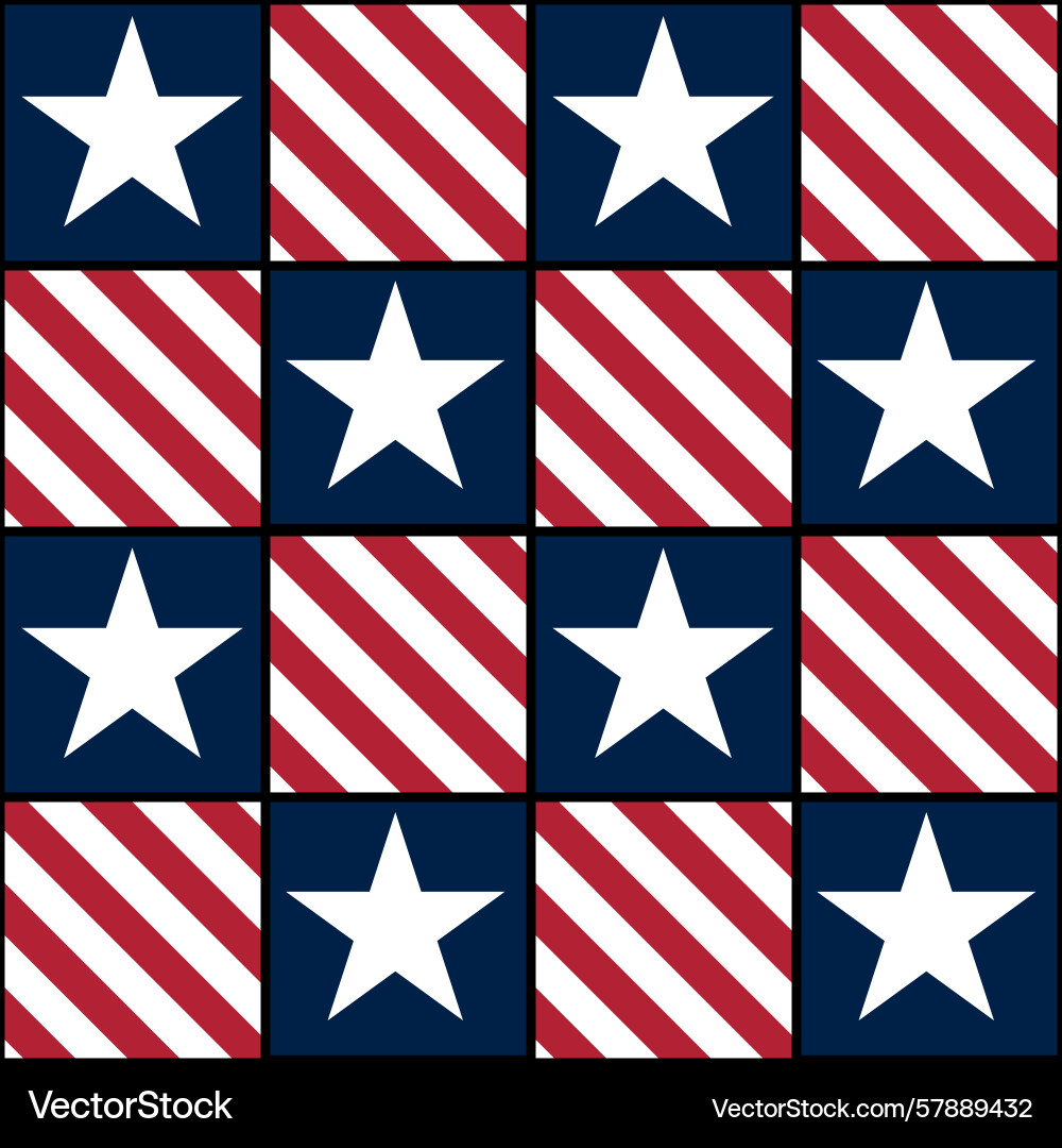 A repeating pattern of stars and stripes in red A repeating pattern of stars and stripes in red Vector Image