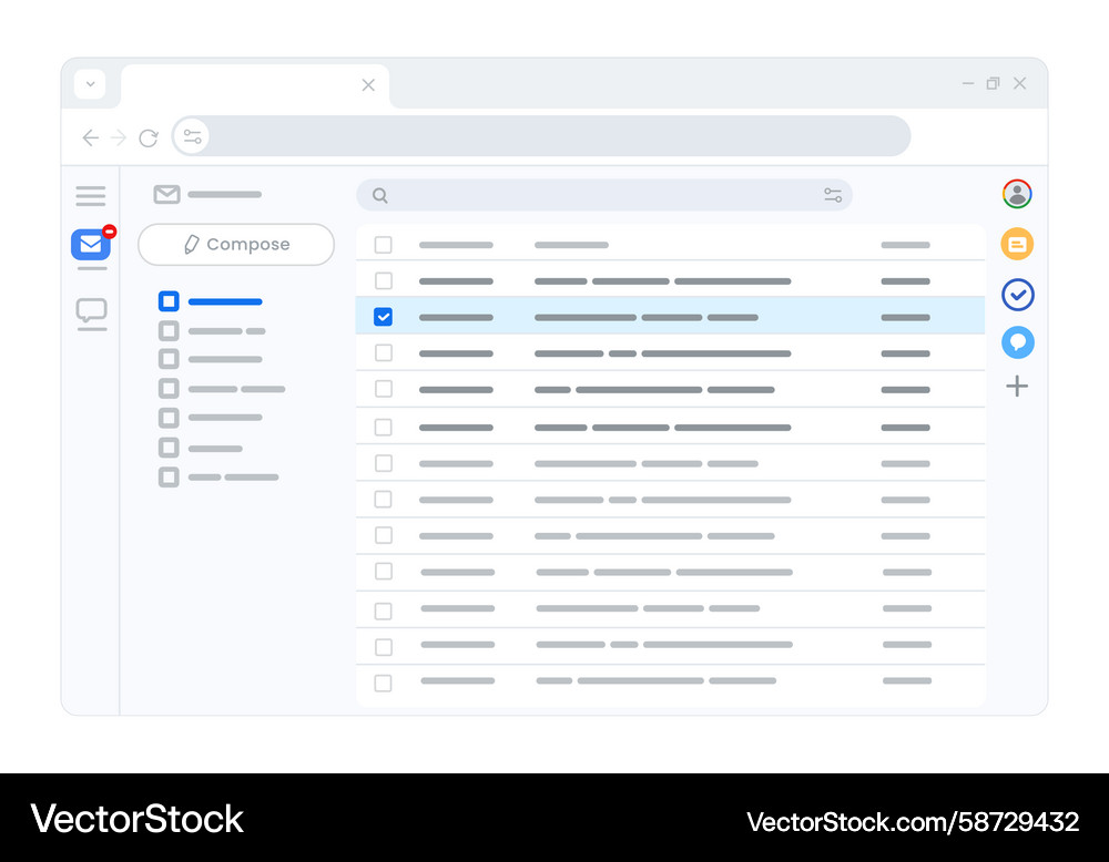 Benutzeroberfläche für einen webbasierten E-Mail-Client-Posteingang Benutzeroberfläche für einen webbasierten E-Mail-Client-Posteingang Vektorbild