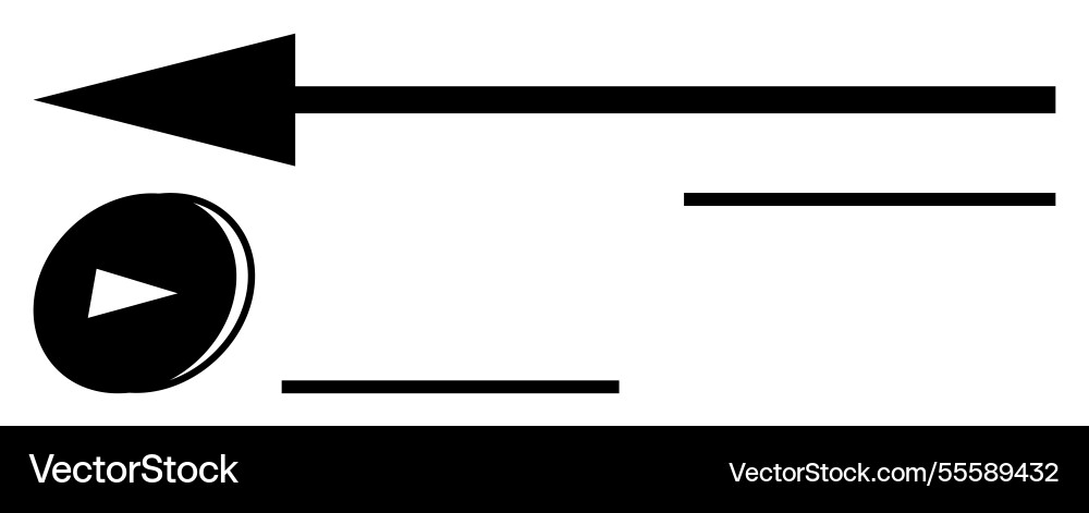 Bold forward arrow with play button parallel Bold forward arrow with play button parallel vector image