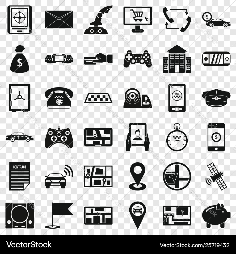 Button icons set simple style Button icons set simple style vector image