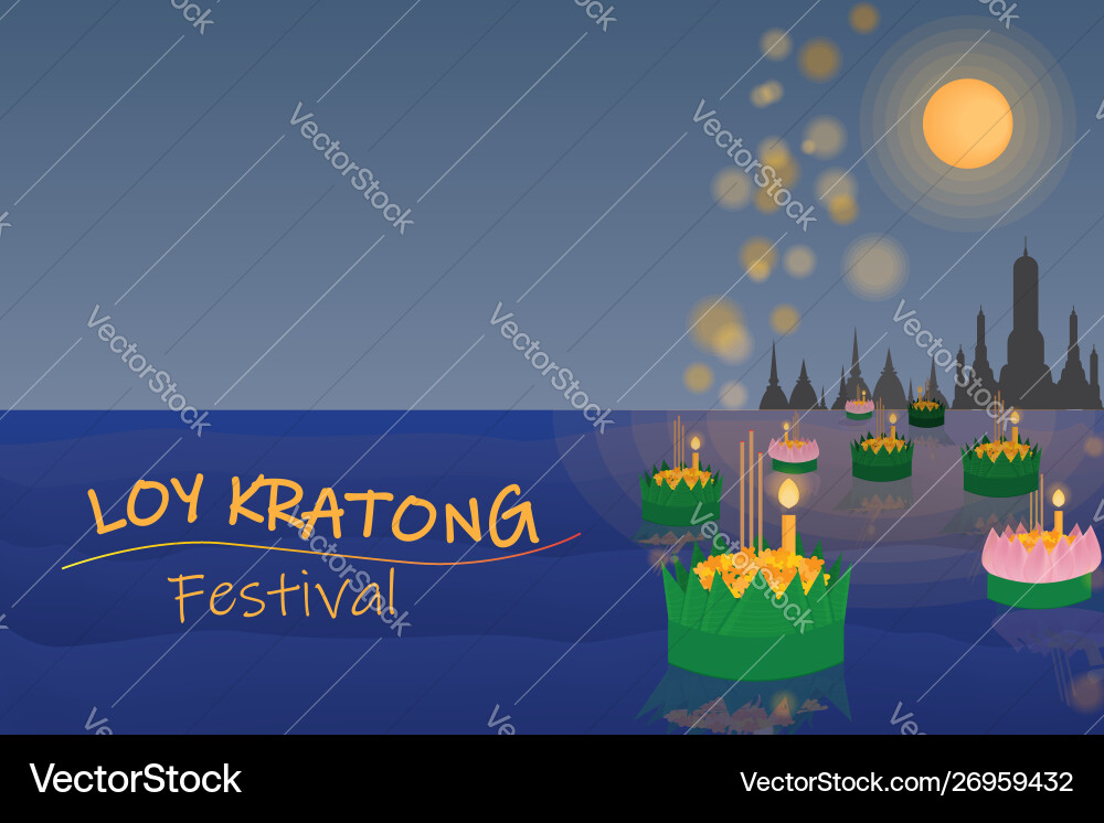Floating flowers loy kratong thailand festival Floating flowers loy kratong thailand festival vector image
