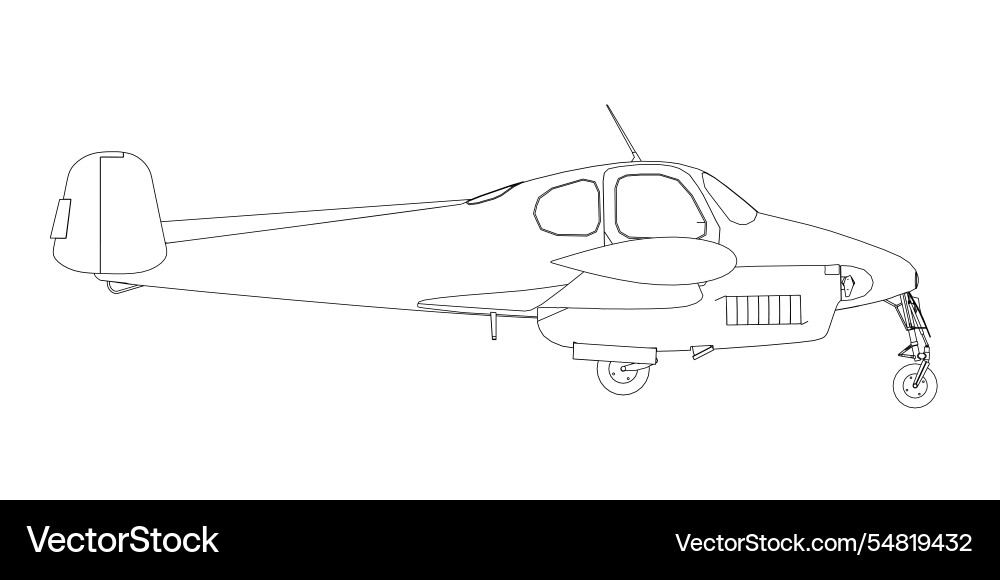 Outline of an airplane with a propeller from Outline of an airplane with a propeller from vector image